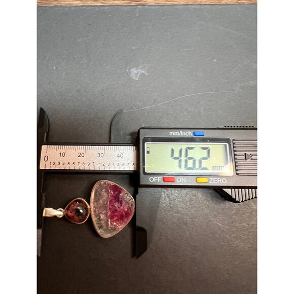 NEW Watermelon Tri color tourmaline sterling silver pendant 11.02 grams - Picture 8 of 14